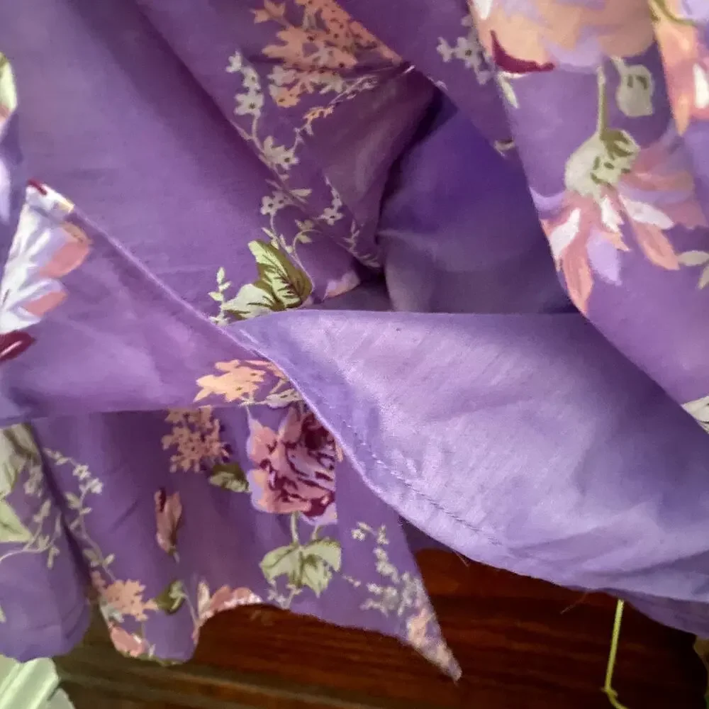 Vintage Lavender Floral Maxi Skirt Cottagecore Button Front L Denim 24/7